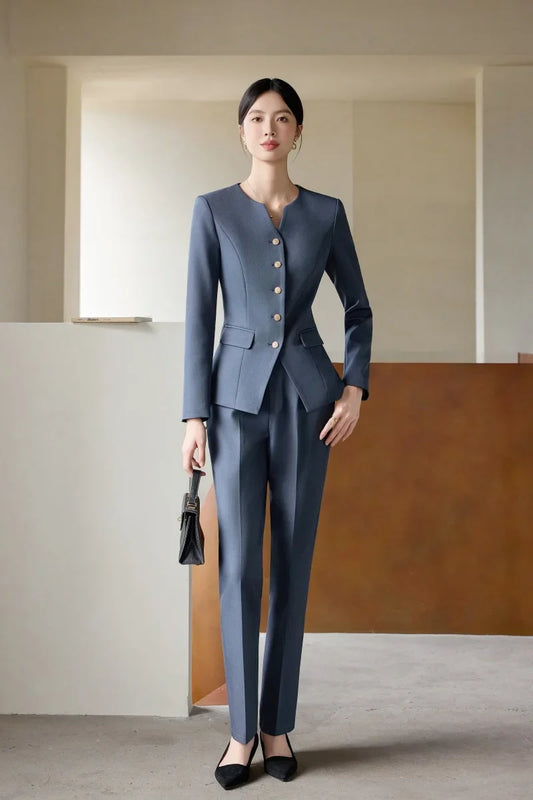 Fashionable professional women's two-piece suit jacket + pants. Elegant, soft and comfortable. 2025 new style