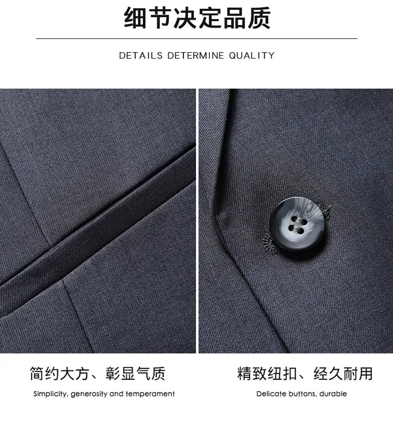 Men's 3-Piece Wedding Suit – Single Breasted, Smart Casual, Blue/Black/Gray – All Seasons