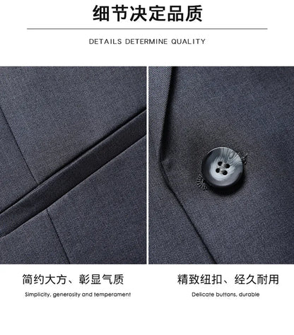 Men's 3-Piece Wedding Suit – Single Breasted, Smart Casual, Blue/Black/Gray – All Seasons