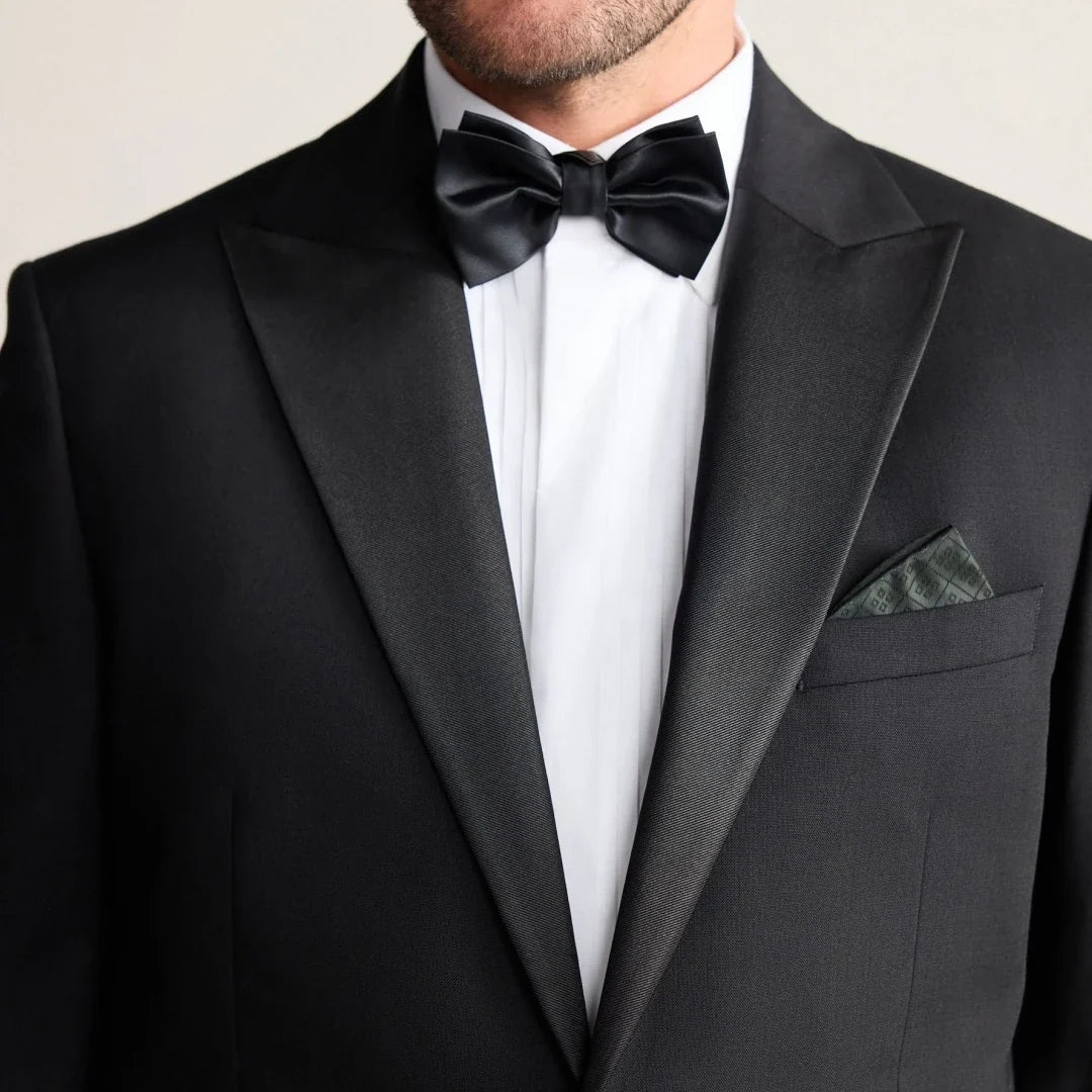 Men Suit Black 2 Pcs Single Breasted With Bright Lapel For Wedding Groom Birthday Banquet Party Prom Business Work Jacket Pants