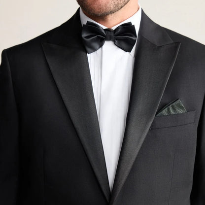 Men Suit Black 2 Pcs Single Breasted With Bright Lapel For Wedding Groom Birthday Banquet Party Prom Business Work Jacket Pants