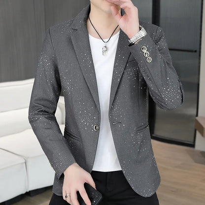 Blazer Men's Sequined High-end Hot Diamond Style Business Outdoor Travel Wedding Youth Slimming Casual High Formal Wear Blazer