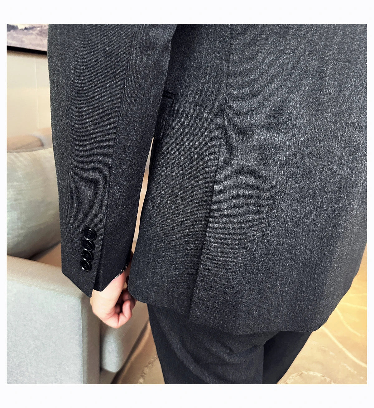 Men's Double Breasted Suit Set – Slim Fit Blazer, Vest & Pants for Wedding & Business