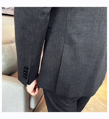 Men's Double Breasted Suit Set – Slim Fit Blazer, Vest & Pants for Wedding & Business