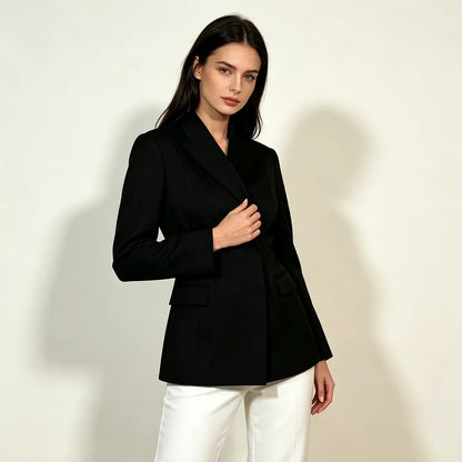 2026 New Women V Neck Blazer No Lapel Waist Shaping Suit Jacket Elegant Office Formal Outerwear 5 Colors