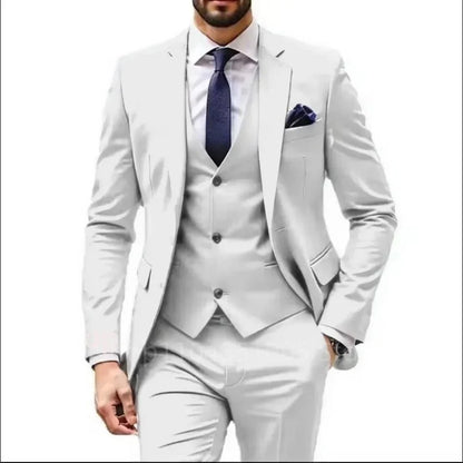 Elegant Brown 3 Piece Men's Wedding Suit with Jacket Pants Vest - Single Breasted Notch Lapel Business Blazer Male Clothing