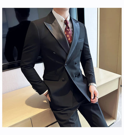 Plus Size 6XL 5XL Men Formal Business Suit 3 Set Pieces Classic Slim Fit Business Suits Sets Autumn Men Wedding Party Tuxedo
