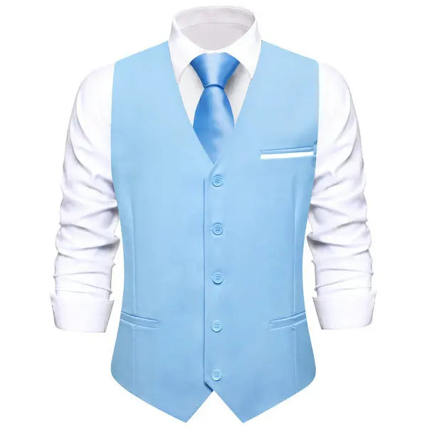 Men's Double Breasted Suit Vest with Tie Set – Slim Formal Waistcoat for Weddings & Daily Wear
