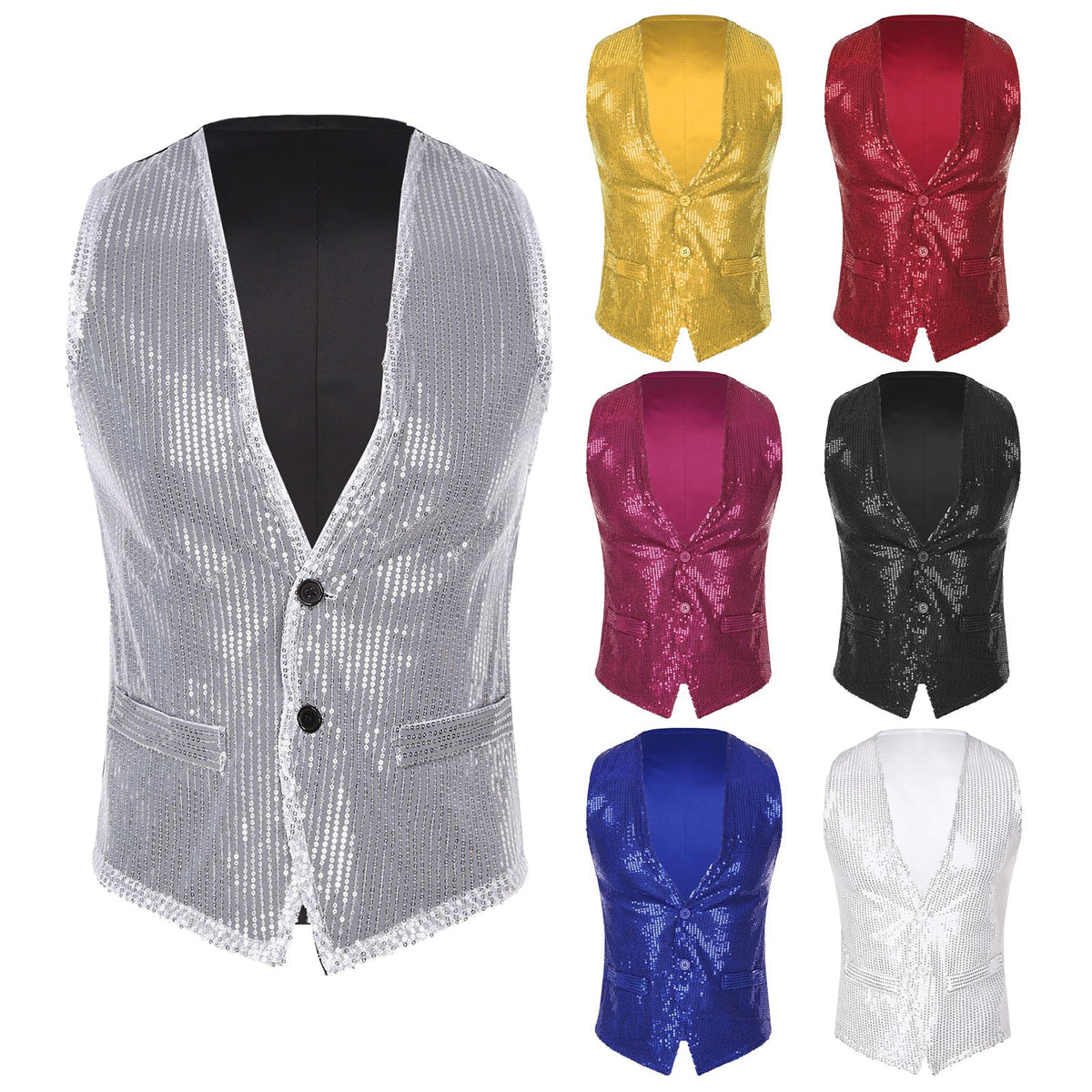 Fashion Women Sleeveless Vests Glittery Sequins Vest Music Festival Clubwear Waistcoat for Jazz Dancing Party Club Costumes