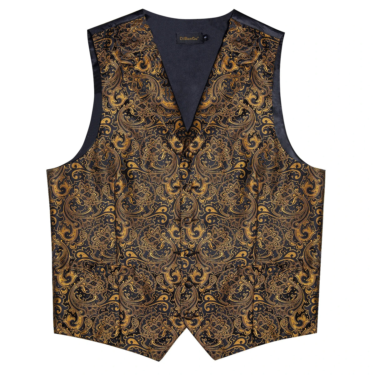 Men's Paisley Suit Vest – Single-Breasted Waistcoat with Tie, Handkerchief & Cufflinks for Weddings & Banquets