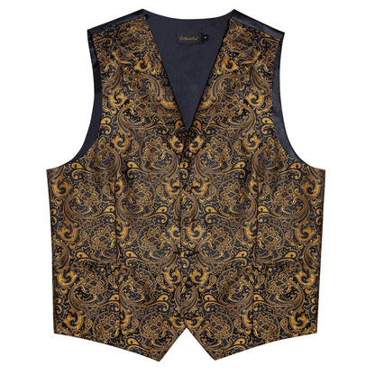 Men's Paisley Suit Vest – Single-Breasted Waistcoat with Tie, Handkerchief & Cufflinks for Weddings & Banquets