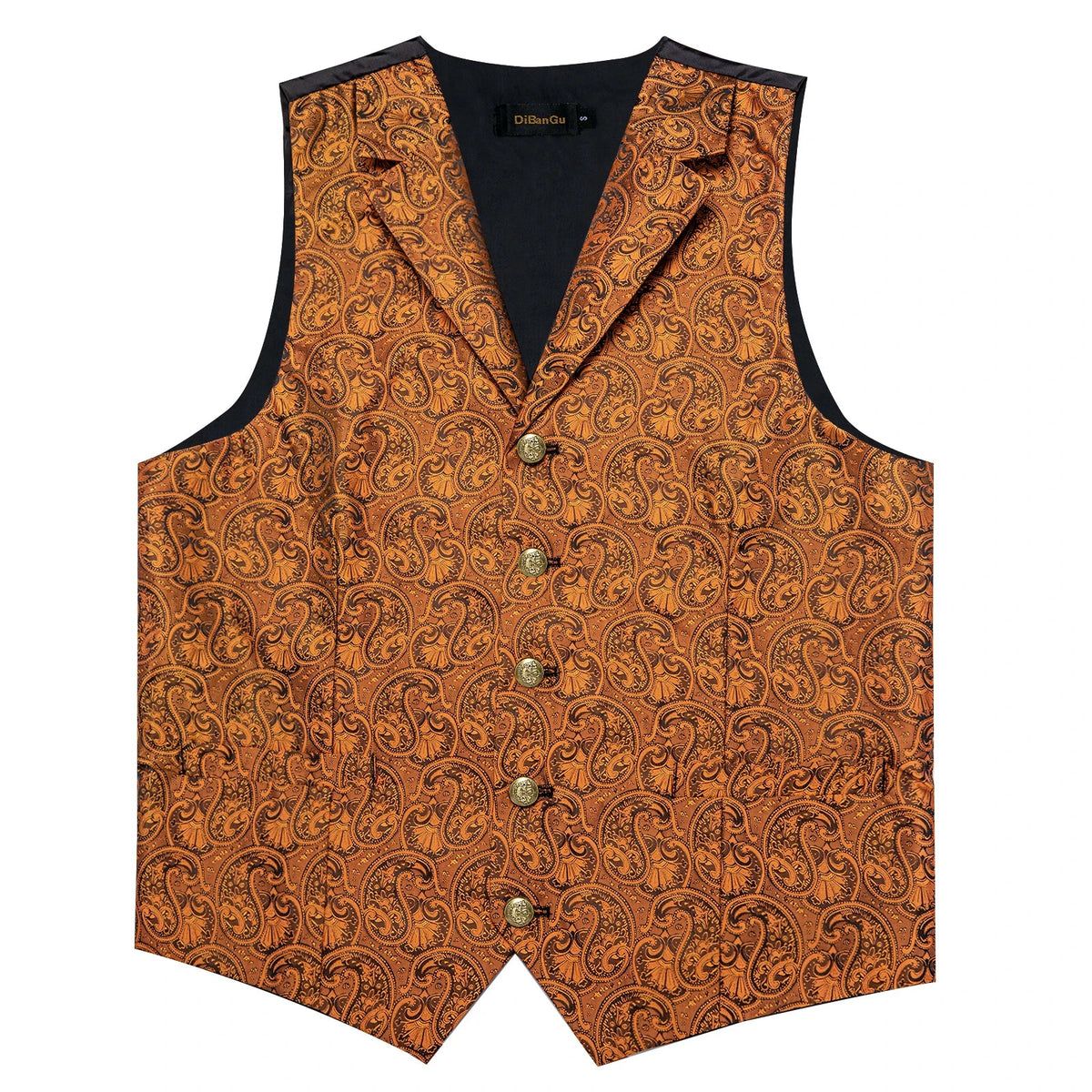 Men's Paisley Suit Vest – Single-Breasted Waistcoat with Tie, Handkerchief & Cufflinks for Weddings & Banquets