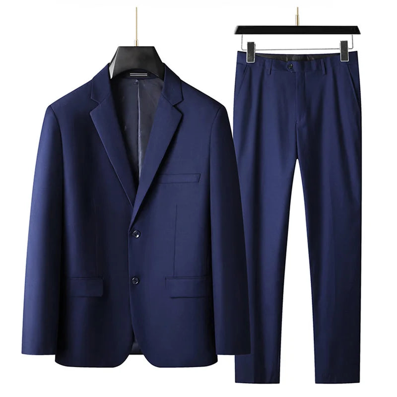 Men's 2-Piece Suit Notch Lapel Single Breasted Blazer with Flap Pockets for Business, Wedding & Formal Occasions