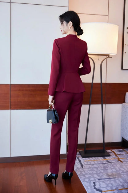 Long-Sleeved Suit for Women, Elegant Jacket and Trousers, Business and Work Uniform, Office Ladies, Special Fashion, 2025