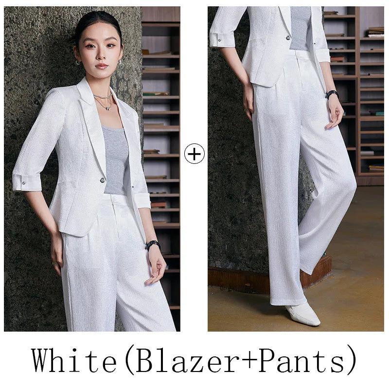 Fashion Office Ladies Blazer and Pants Suit Formal Angola Red Women Jacket Trouser Women Business Work Wear 2 Piece Set