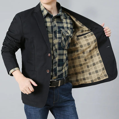 High Quality Men's Blazer Oversized Suit Jackets 5XL Pure Cotton Streetwear Casual Jacket Men Clothing Black Blazers