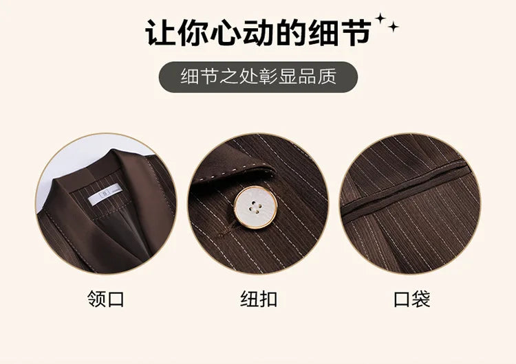 Office Ladies Formal Pant Suit 2 Piece Set Women Ebony Black Female Long Sleeve Business Work Wear Blazer Jacket And Trouser