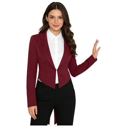 Womens Tailcoat Blazer Vintage Swallowtail Jacket Lapel Tuxedo Coat Outerwear for Nightclub Cocktails Waitress Cosplay Costume