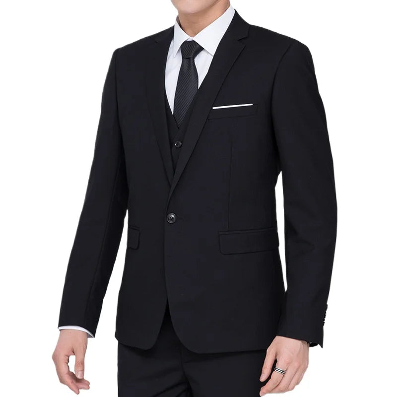 Men's Smart Casual Suit – Single Breasted Business Formal Set for Weddings & Performances