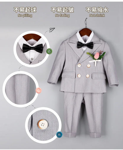 Baby Boys 1 Year Birthday Set Kids Wedding Suit Child Jacket Vest Pants Photograph Suit Children Wedding Performance Party Dress