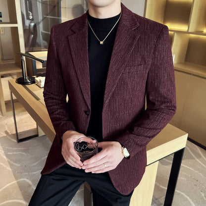 New Fashion Meteor Striped Suit Jacket High Quality Men's Slim Fit Business Formal Social Prom Party Casual Tuxedos 5XL-M