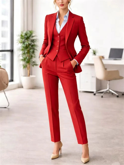 New Tuxedo Suit Slim Fit Three-Piece Women's Suit Wedding Guest Suits Elegant Office Women Suits Jacket+Vest+Pant