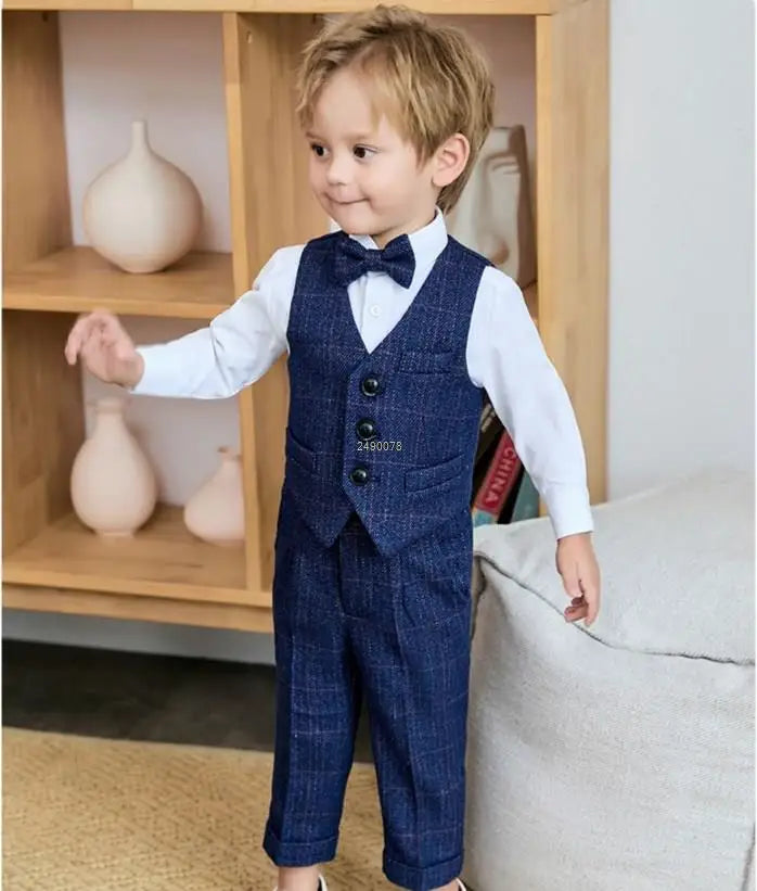 Boys Formal Suit Set – Vest, Pants & Bowtie for Kids