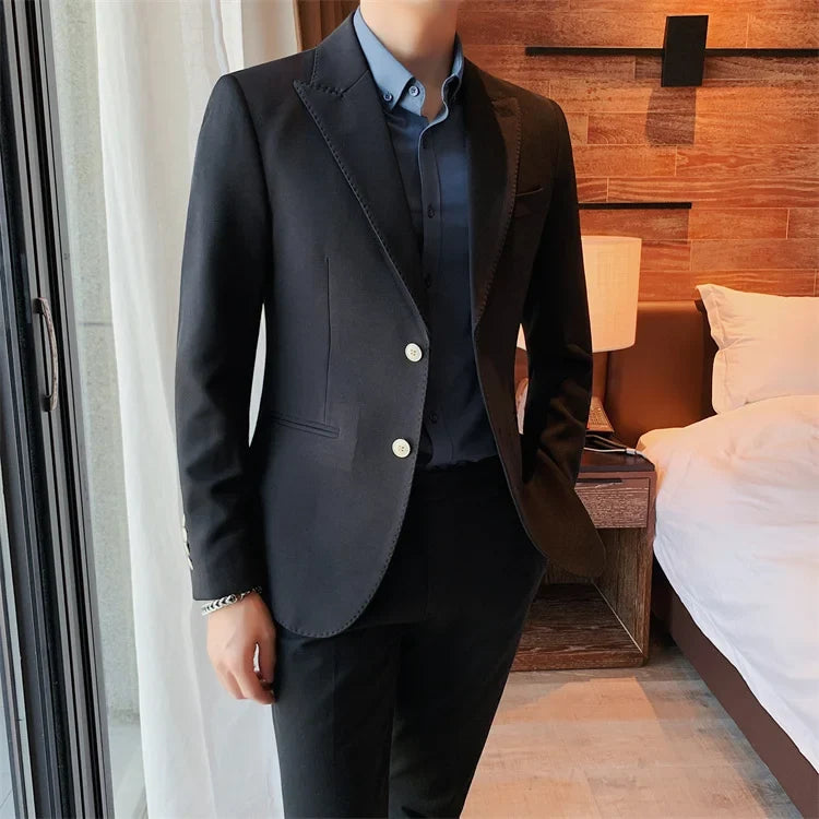 2022 Classic Green Blue Jacket Uniform Groom Tuxedos Mens Wedding Suits Peaked Lapel Man Business Blazer Groomsmen Prom Dress