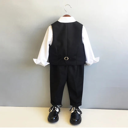 Children Formal Tuxedo Suit Flower Boys Wedding Dress Kids 1 Year Birhtday Photograph Suit Children Performance Party Costume
