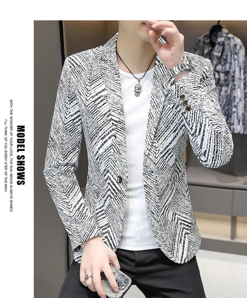 Blazer Men's Fashion Outdoor Travel Gentleman Wedding Slimming Business Versatile Trendy Casual Korean-style Formal Wear Blazer