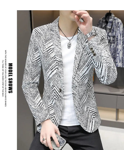 Blazer Men's Fashion Outdoor Travel Gentleman Wedding Slimming Business Versatile Trendy Casual Korean-style Formal Wear Blazer