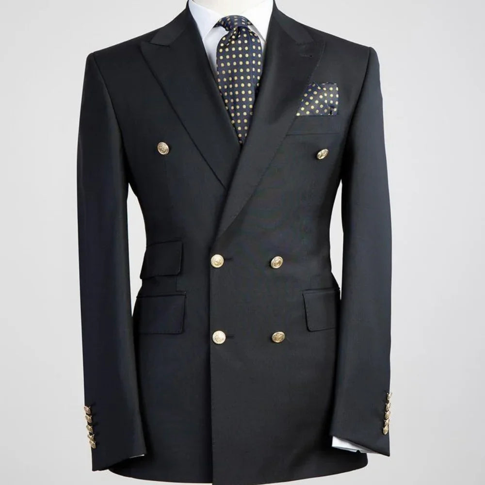 Blue Shawl Lapel Double Breasted Suit Jacket for Men Slim Fit Comfortable Wedding Blazer Prom Tops Regular Fit