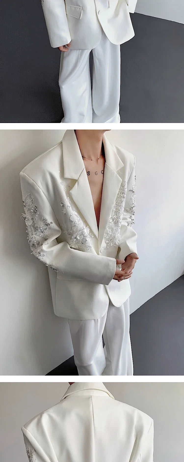 Trend Men's Formal Dress, Wedding Suit Jacket Sequined Embroidered Casual Suit Jacket Celebrity Stage Performance Costumes