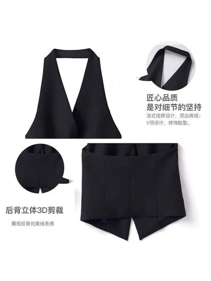 Women's Suit Vest Spring Summer New Neck-hanging Sleeveless Backless Vest Versatile Ladies Top Female Waistcoat Chaleco Mujer