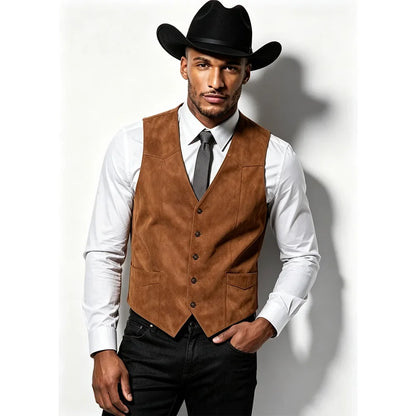 Men's Plus Size Fleece Vest V-Neck Single Breasted Smart Casual Waistcoat for Weddings & Business