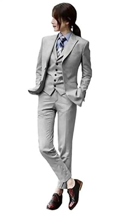 Women's Pant Suit 3-Piece Blazer Set for Formal Office and Wedding Occasions