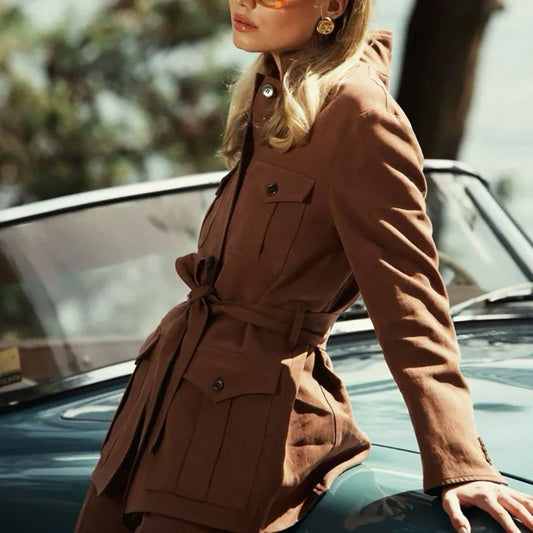 Slim Fit Women New Two Pieces Pants Set Office Business Casual Formal Wear Elegant Single Breasted Notch Lapel Blazer Daily Look