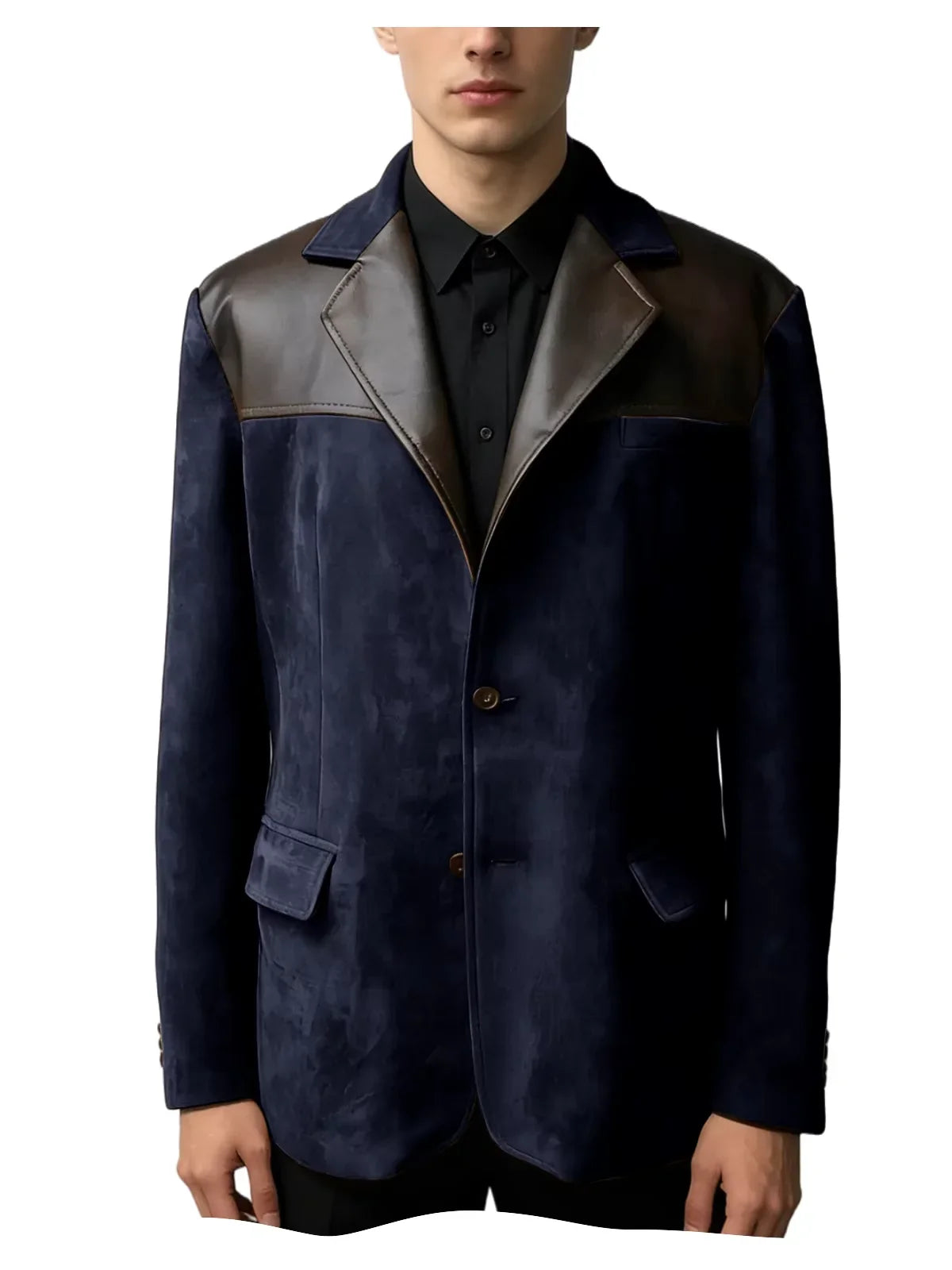 Men's Suede Blazer Single Breasted Slim Fit Classic Suit