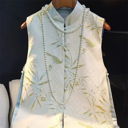 Spring Summer Women Chinese Style Sleeveless Jacket Retro Lady Large Size 5XL Vest Top Femme Fashion Jacquard Waistcoat Coat