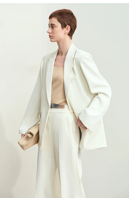 Minimalism Women Tailored Coat 2024 Autumn New Office Lady Lapel Collar Print Patchwork Mid-length Loose Blazer 12443016