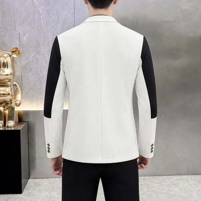 High-Quality Fashionable Autumn Winter Plaid Suit Men's Slim Fit Single-Breasted Jacket Youth Stylish Outerwear Top for Men