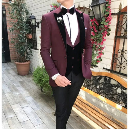 Elegant Business 3 Piece Men Suit Navy Blue Dinner Party Prom Suit Groom Wedding Men Suit Blazer Slim Fit Best Man Tuxedo