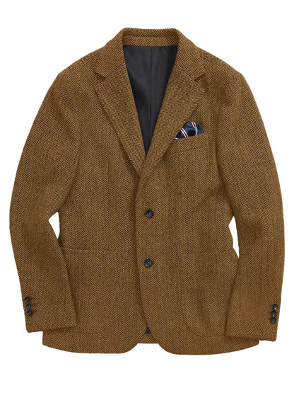 Navy Blue Herringbone Men's Suits Blazer Single Breasted Suit Jacket Formal Fashion Notch Lapel Coat for Wedding Business Casual