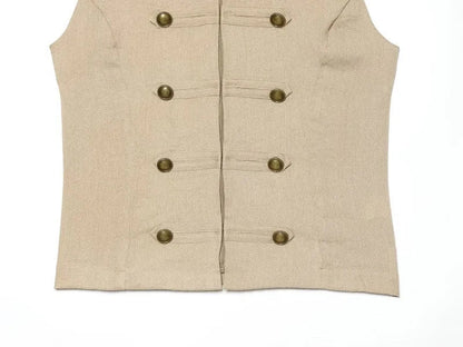 Button Up Vest Tops For Women Sleeveless Office Wear Khaki Crop Black Top Slim Fit Casual Waistcoat Top Zip Up Women’s Tops