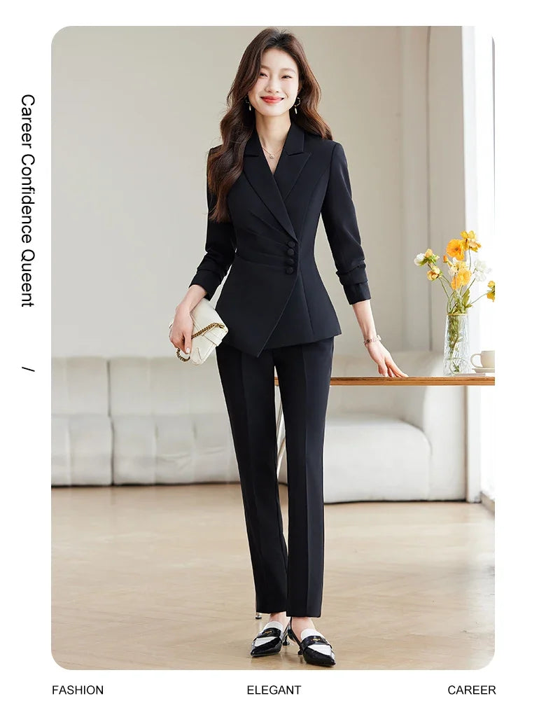 Fashionable Business Women's Clothing, Boutique Long-Sleeved Two-Piece Pants + Blazer, New Style in 2025