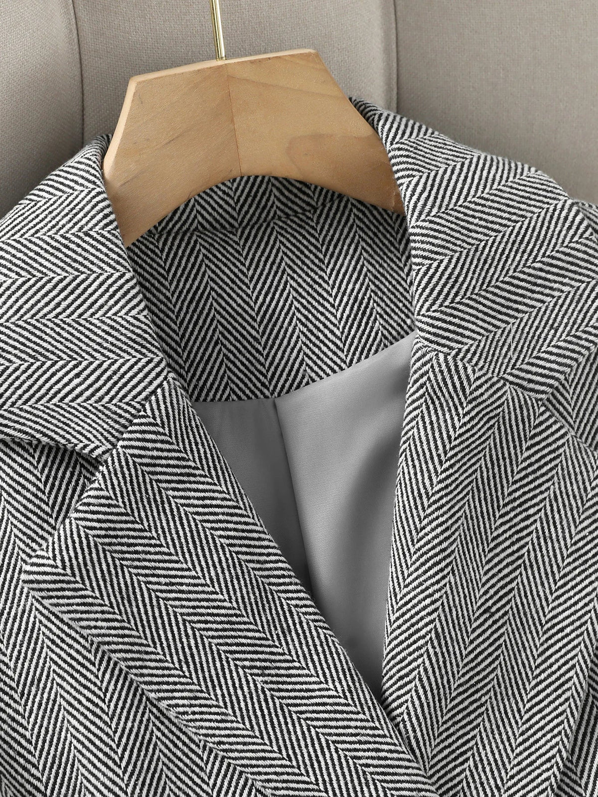 Vintage Women's Herringbone Double-Breasted Blazer Vest, Sleeveless Notched Lapel Long Waistcoat, Elegant Office Work Suit Vest