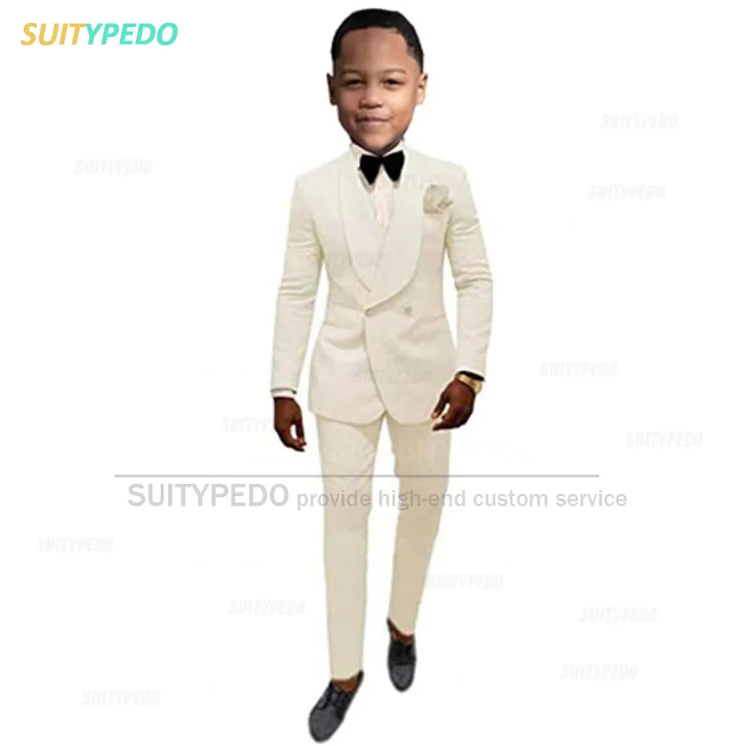 Suit For Kids Boys Baptism Formal Costume Children Birthday Photography Jacket Pants 2 Pieces Wedding Party Flower Boy Tuxedo
