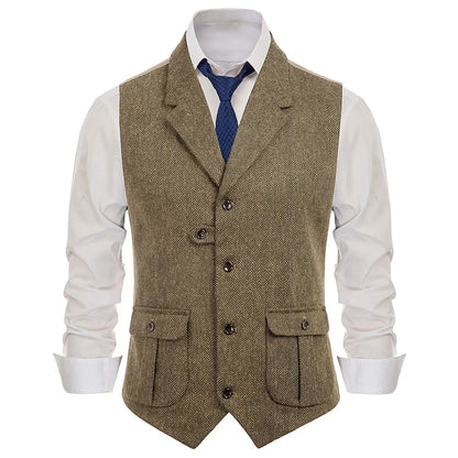 Men's Formal Vest Single Breasted Lapel Waistcoat for Weddings & Business – Multi-Color