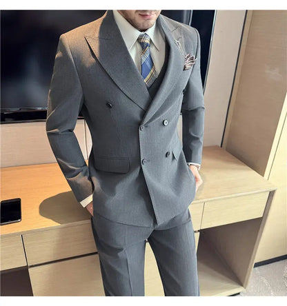 Classic Striped Wedding Suit Set Men 3 Piece Set (jacket+vest+pant) Business Formal Casual Suits Office Party Prom Groom Suit