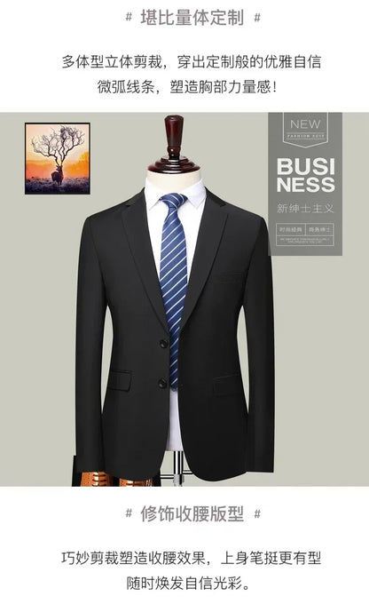 S-8XL Blazer New Men's Fashion Business Solid Color British Style Professional Work Groom Wedding Dress Best Man Blazer Jacket